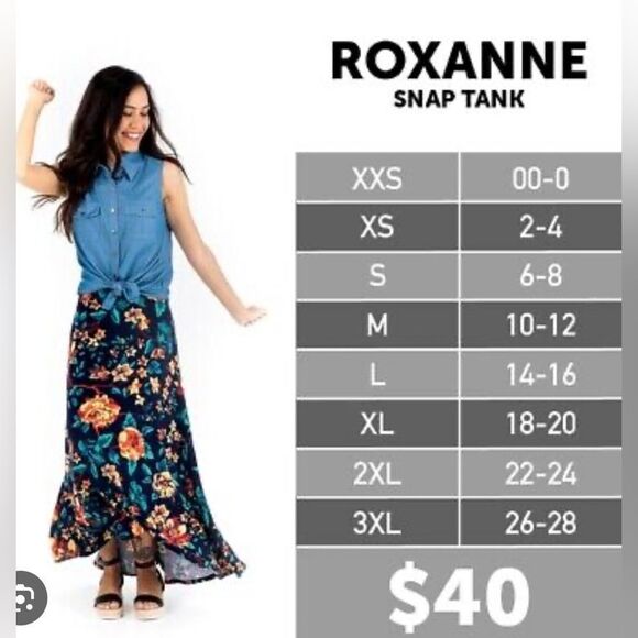 NWT LulaRoe Plus Size Roxanne Sleeveless Tank Shirt Blouse Blue/Purple Floral 3X - Picture 3 of 12